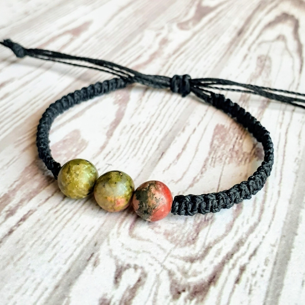 Unakite Macrame-style Bracelet - Picture 2 of 3